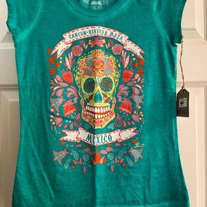 NWT Cancun Riviera Maya Mexico Skull Tee